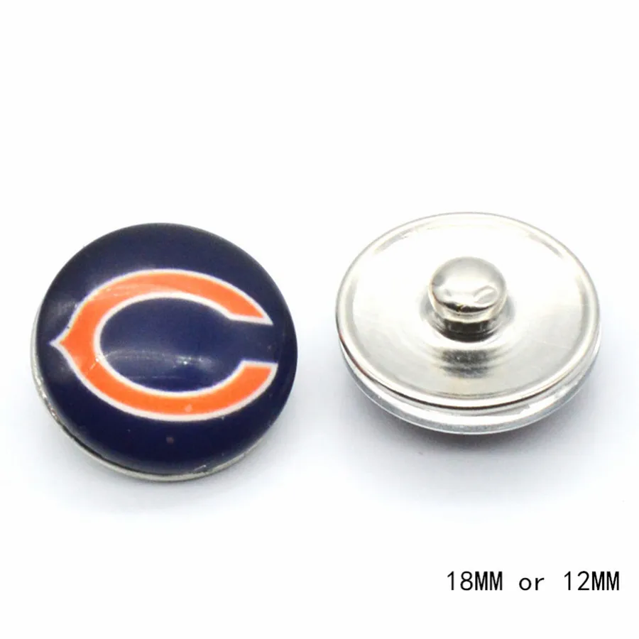 Футбол Chicago Bears Спорт Стекло щелкает кнопками 18 мм 12 fit кнопки jewelry браслет Подарок