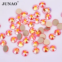 junao ss20 orange red ab facet rhinestones glass flat back stones nail art decoration non sewing strass for manicure crafts