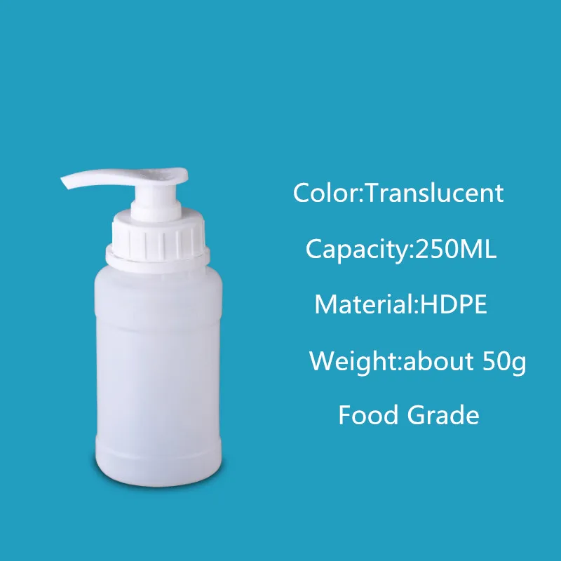 translucent pump 250 мл Высокое качество белая пластиковая бутылка для косметики шампунь лосьон жидкое мыло контейнер из ПЭНД портативная бутылка для путешествий - Цвет: translucent pump