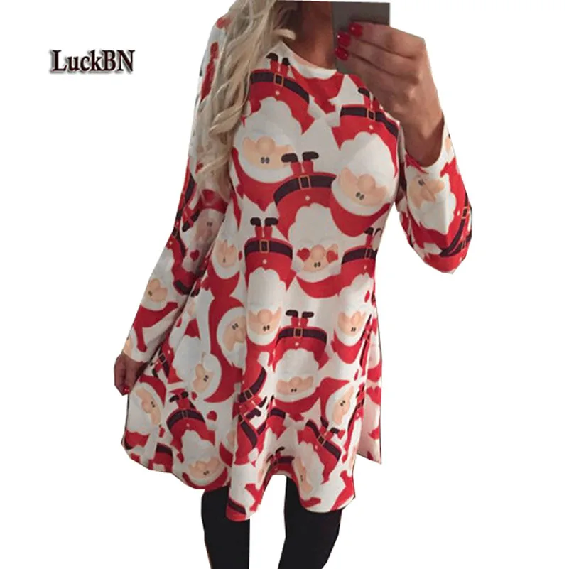 Женские платья размера плюс зимние повседневное милое рождественское платье с