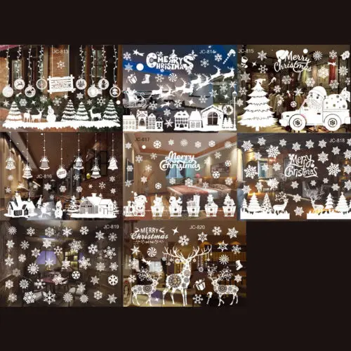 Merry Christmas Removable Art Vinyl Home and Window Wall Sticker Decoration Xmas Santa Claus Snowflakes Town Decal Decor | Дом и сад