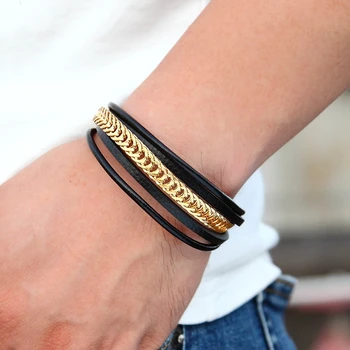 Multi-layer Stainless Steel Combination Leather Bracelet 4