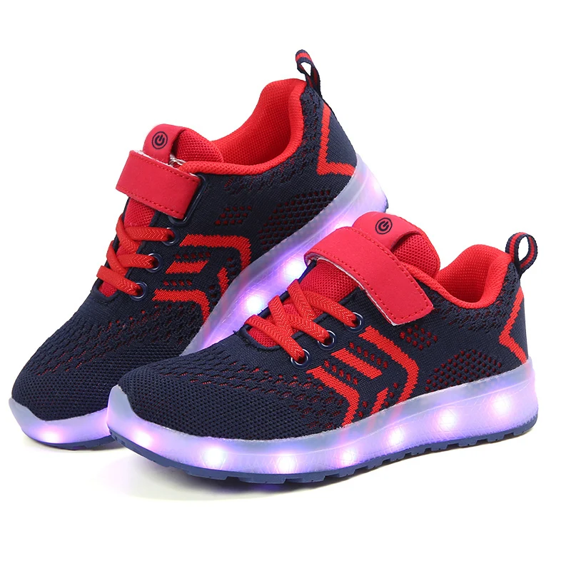 25 37 размер USB зарядка корзина Led детская обувь с подсветкой детские повседневные