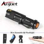 Светодиодный мини-фонарик Anjoet Brightes L2, светодиодный фонарик Q5 T6 L2 с регулируемым фокусом, масштабируемый фонарик с батареей 14500 и 18650