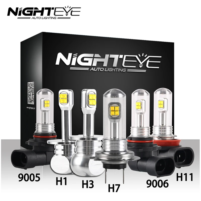 Светодиодный противотуманный светильник NIGHTEYE H11 H1 H3 H7 9005 9006 H8 H9 HB3 HB4 160 Вт 1500 лм 6000 К