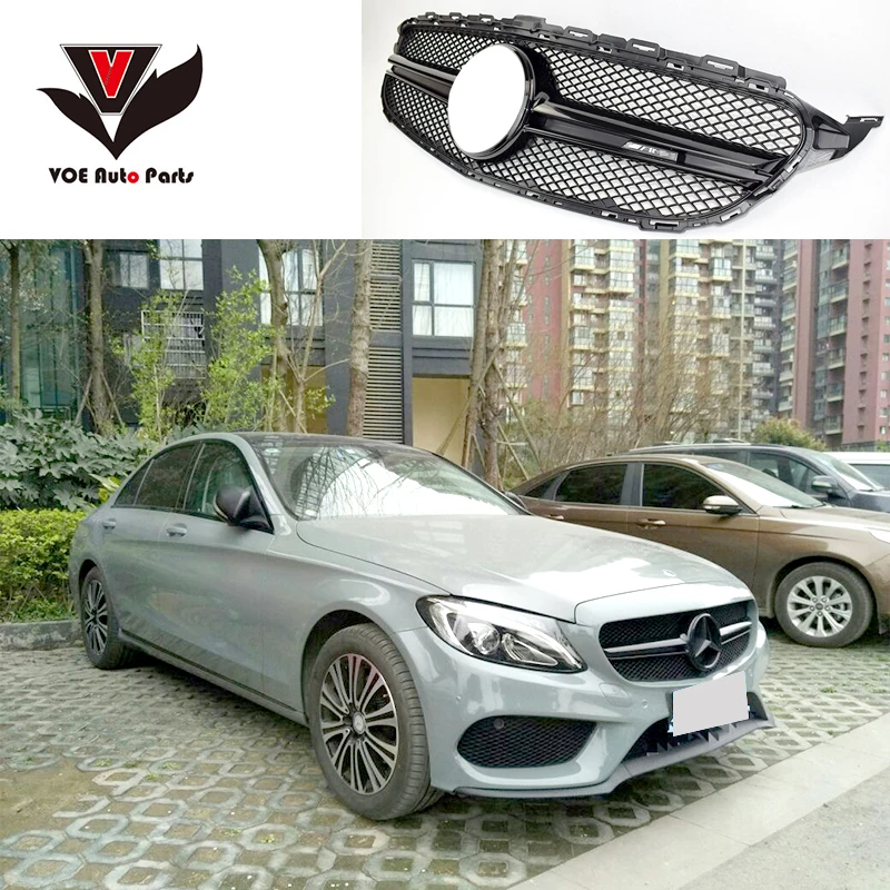 W205 AMG-Стиль спереди сетки гонки гриль решетка для Mercedes-Benz W205 C-class C180 C200 C220 C250 260 C400 серебристый/черный