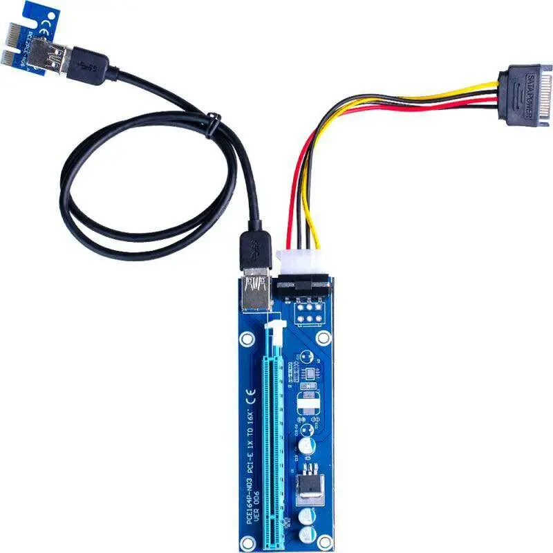 PCI E Express 1x к 16x расширитель переходника карта с 60 см USB 3 0 кабель питания для