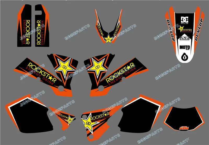 

new style ( Star Orange&Black ) TEAM GRAPHICS & BACKGROUNDS DECALS FOR KTM EXC 125/200/250/300/400/450/525 2003