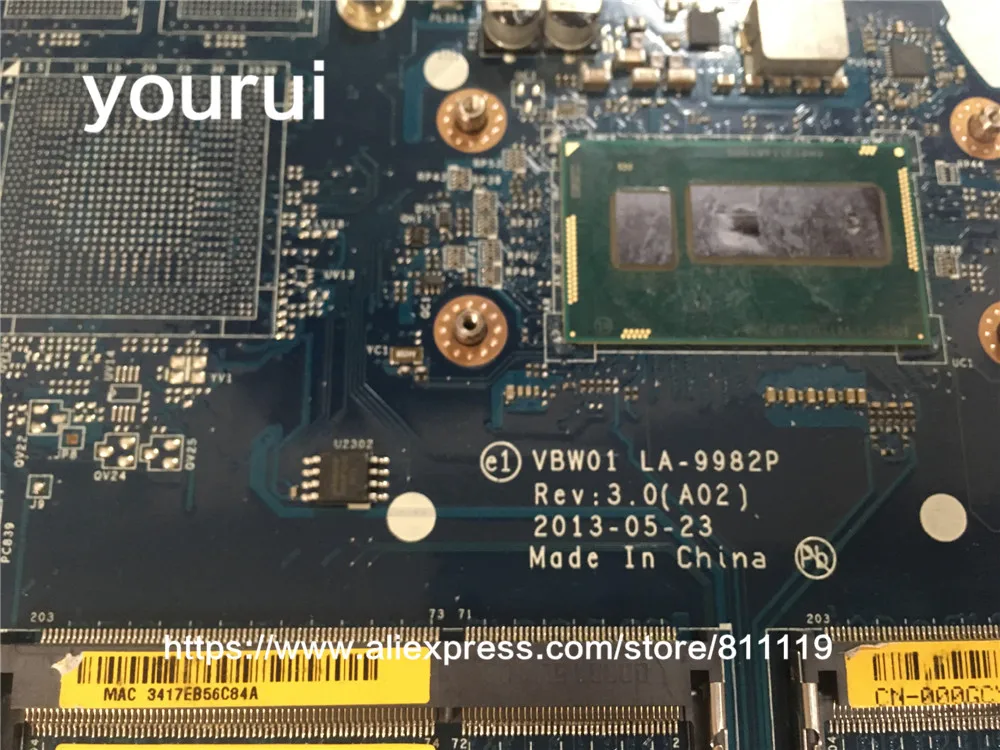 Материнская плата yourui 00GCY 000GCY VBW01 для ноутбука 15R 5537 материнская 1 6 ГГц HD Graphics