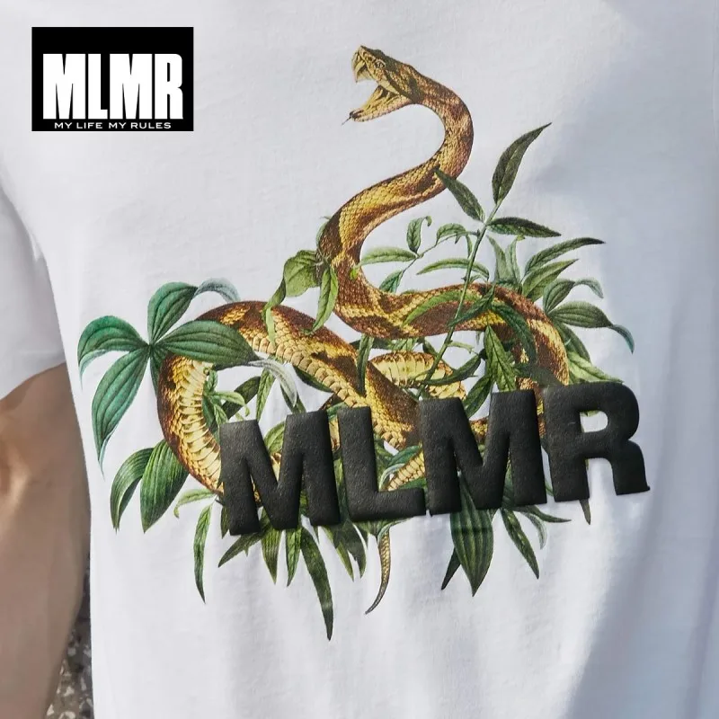 MLMR Мужская 100% хлопковая футболка с коротким рукавом и контрастным принтом