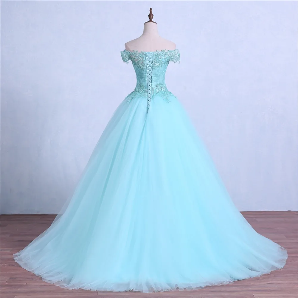 Ruthshen мятно зеленые платья для Quinceanera с открытыми плечами кружевные бусины Тюль