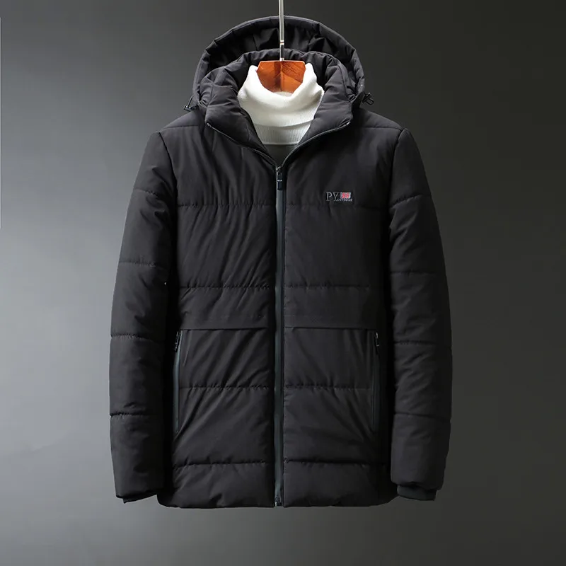 YIHUAHOO зимняя куртка мужская 6XL 7XL 8XL Толстая теплая парка пальто повседневная с капюшоном ветрозащитная мужская хлопковая куртка ветровка мужская PYS-D08 - Цвет: Черный