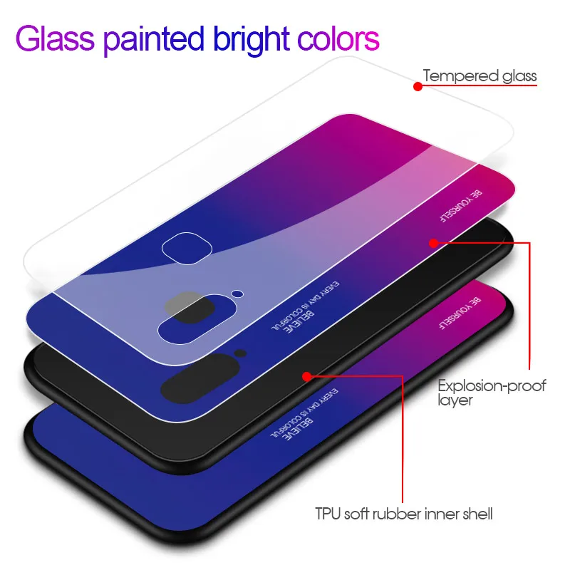 Чехол для Samsung A9 Pro 2019 силиконовая задняя крышка из закаленного стекла чехол