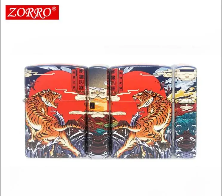 zorro латунь керосиновая, ветростойкая Зажигалка Змея/тигр/любовь - Цвет: tiger