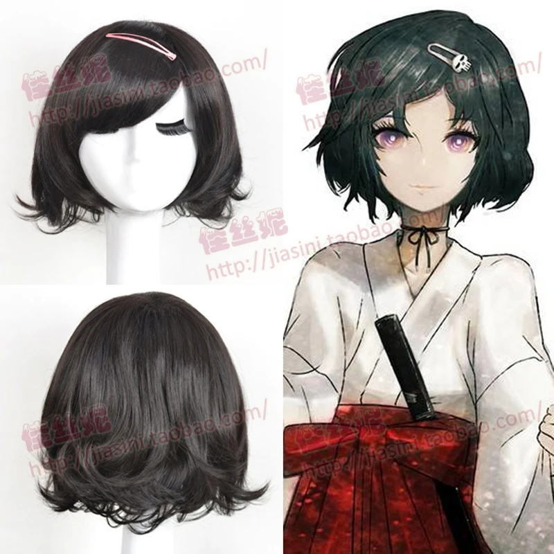 Парик для косплея Steins Gate Ruka Urushibara черные короткие вьющиеся синтетические волосы