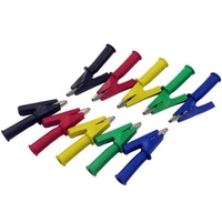 10pcs 5 color 100v 20a 4mm banana plug crocodile alligator clips clamps safety test folders plastic handle cable lead testing