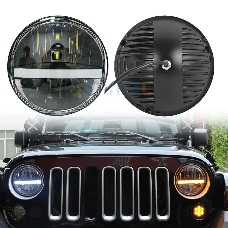 7 дюймовая светодиодная круглая фара супер яркая желтая лампа поворота DRL с