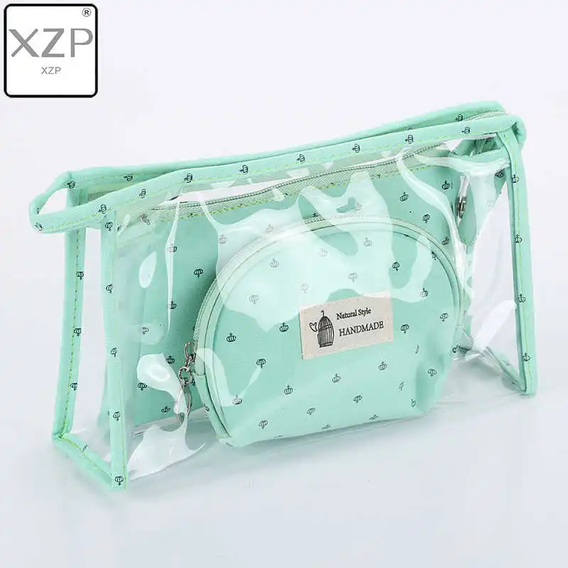 Зеленый XZP 3 шт./компл. Новое поступление Корона косметичка Для женщин, органайзер, сумка для макияжа Путешествия Водонепроницаемый Портативный, сумка для туалетных принадлежностей, Наборы ПВХ - Цвет: Зеленый