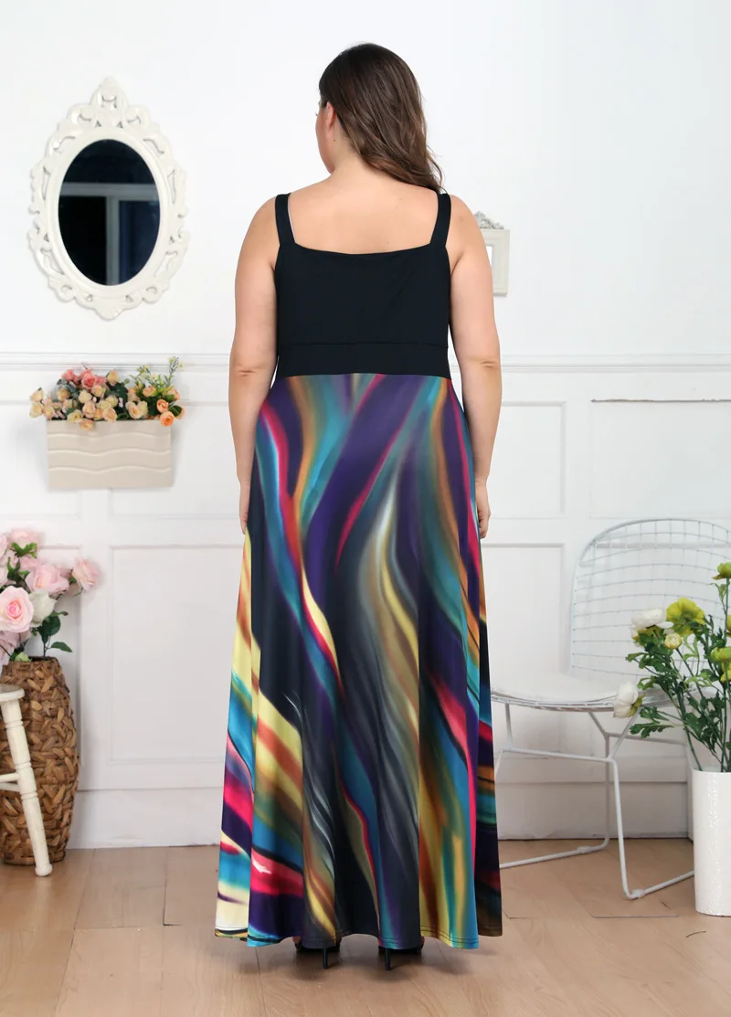 Летнее платье большого размера L XXXXL 2019 женские длинные платья с v образным