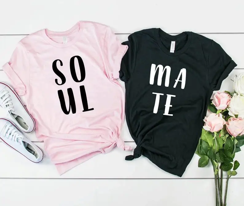 Подходящая футболка Skuggnas с надписью Soul Mate футболки для пары рубашки бойфренда