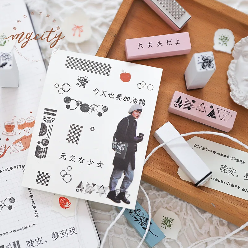 5 шт./лот серия печати по леденцам деревянные резиновые штампы DIY для детей