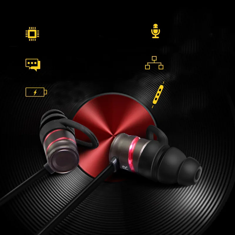 

New Heavy Bass Bluetooth 4.1 Metal Magnetic Movement Headset In-ear Wireless Earphones HST8645