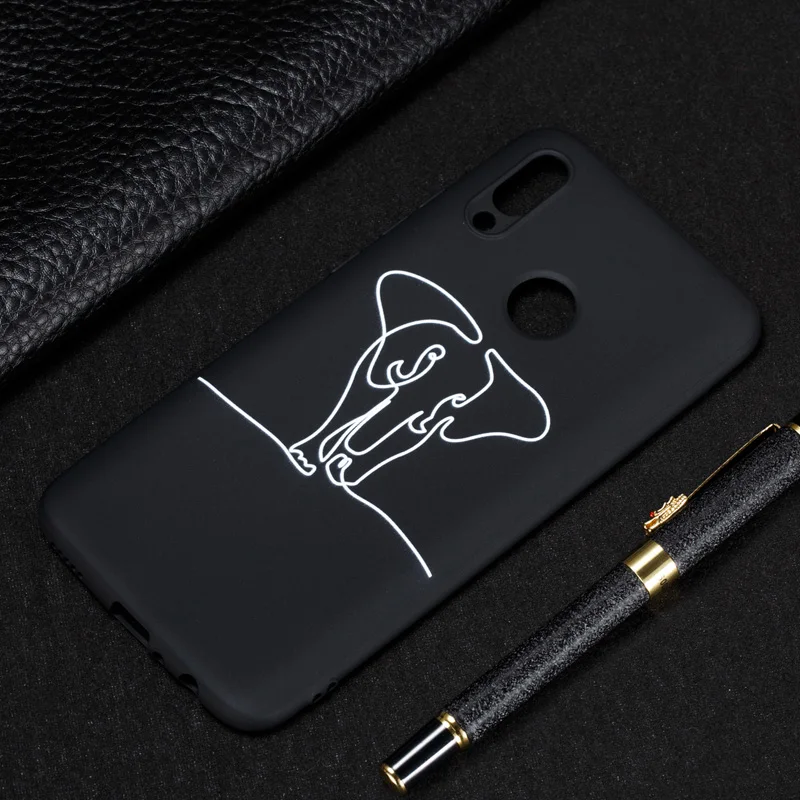 Fashion Simple Line Style Soft TPU Black Case Smartphone Silicone Cover Shell Coque Funda for HUAWEI P Smart 2019 Honor 8C |
