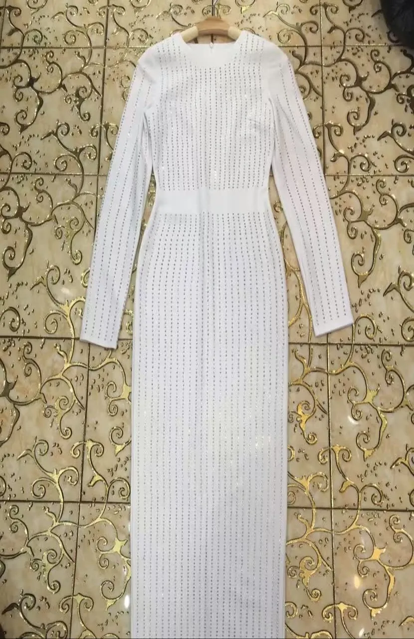 4 цвета Для женщин Роскошные пикантные с длинными рукавами со стразами по колено