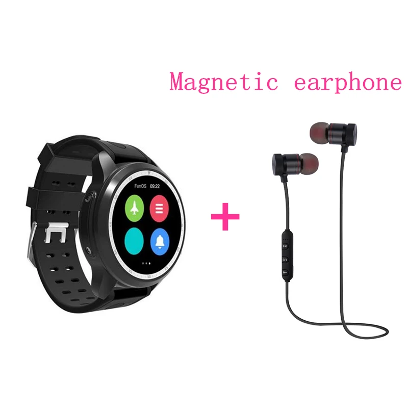 black add earphone Смарт-часы Kingwear KC03, 4G, Android 7,0, MTK6737, четырехъядерный Amoled, 400*400, умные часы, телефон, сердечный ритм, умные часы, pk, I7, I8, H7 - Цвет: black add earphone