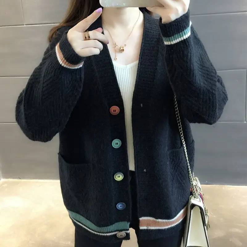 Women Sweater Coat 2019 Spring Autumn New Fashion Single-breasted Short Jacket Casual Loose Large size Female NZYD180A |