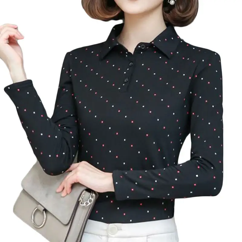 Весенняя пикантная рубашка-поло Rihschpiece женская черная рубашка с длинным рукавом