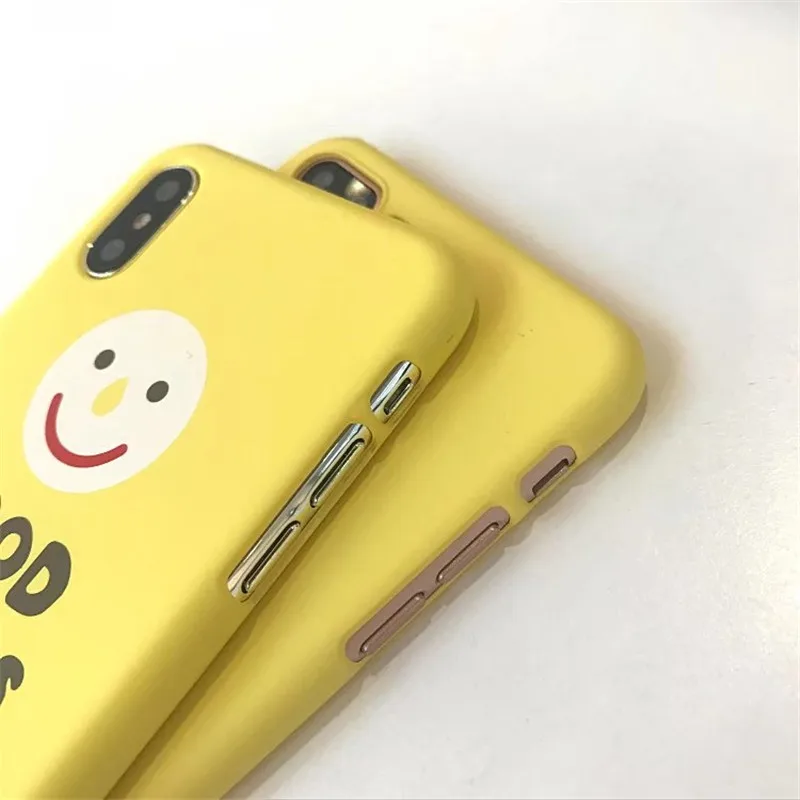 Телефона Чехлы для IPhone 6 6s 7 8 плюс милой улыбкой лицо письмо желтый Пластик X Чехол