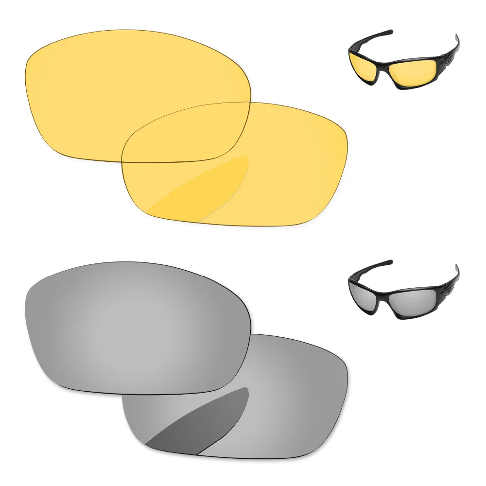 

Сменные линзы для десяти солнцезащитных очков, серебристые и кристально-желтые, 2 пары, 100% защита от Уфа и уфв