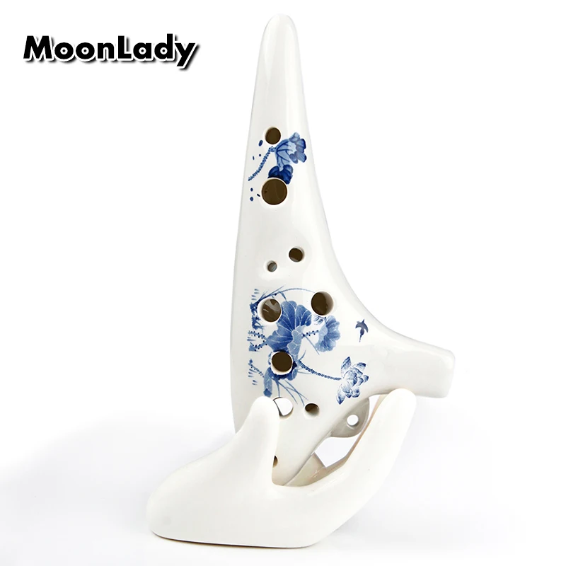 12 Holes Ocarina Soprano C Key Music Instrument Chinese Elements White Blue Woodwind | Спорт и развлечения