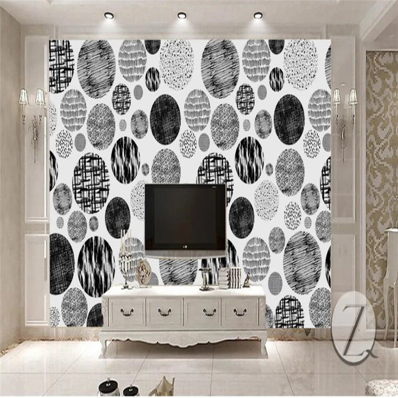 Beibehang скандинавские простые черно-белые абстрактные круглые фоновые обои на