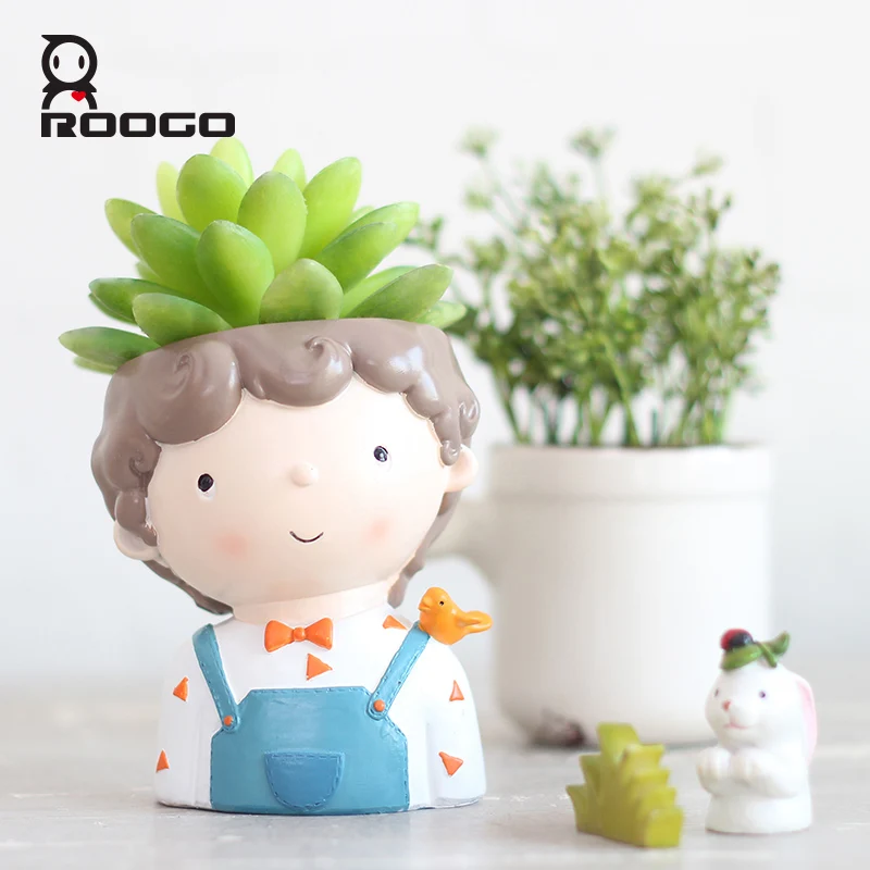 Roogo кудрявый мальчик цветочный горшок современный домашний сад кактус