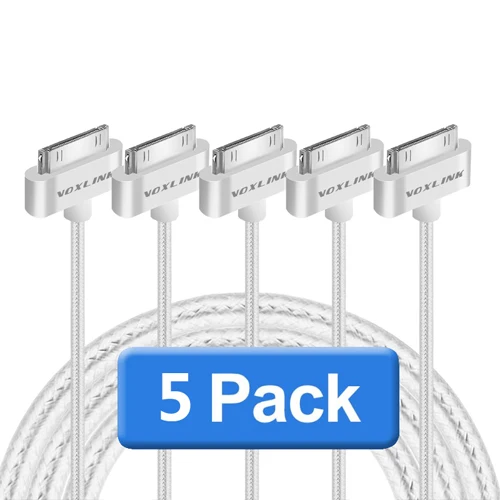 silver 5pcs cable Кабель VOXLINK для iphone 4, 3 упаковки, нейлоновая оплетка, 30 pin, быстрое зарядное устройство, адаптер, USB кабель для iphone 4s, iphone 4, iphone 3GS, iPad 2 - Цвет: silver 5pcs cable