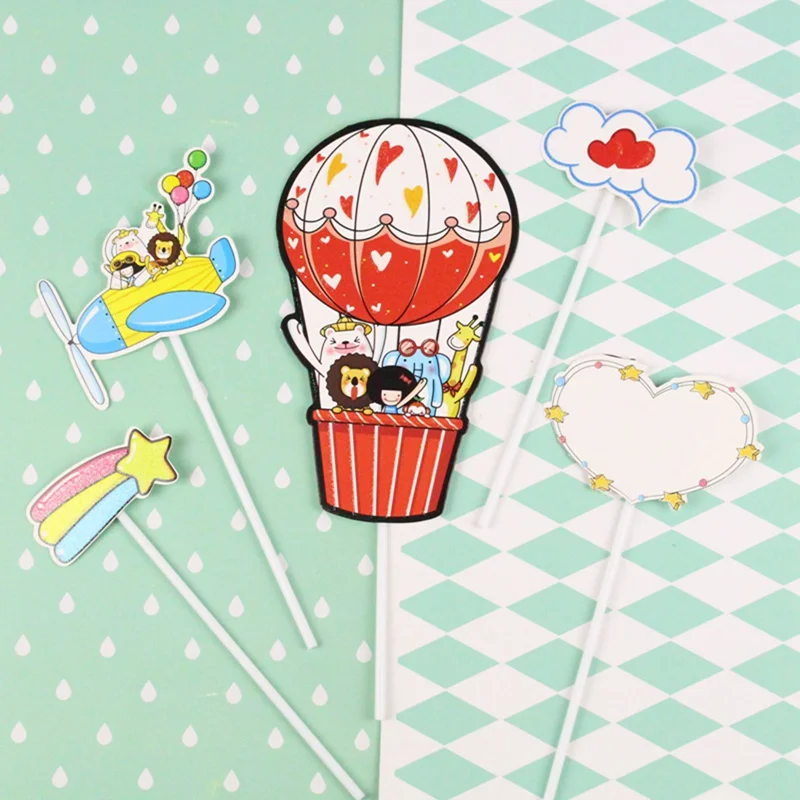 10 шт. украшения для торта белые облака воздушный шар вставки карты выбор кекс