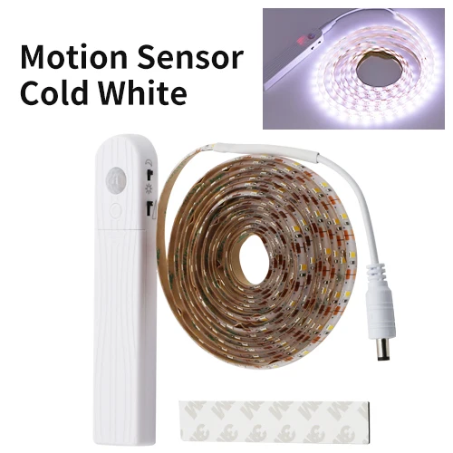 With Motion Sensor Светодиодная лампа с датчиком движения, беспроводная, 1 м, 2 м, 3 м, USB, Светодиодная лента, светильник для рождественских праздников, кровати, шкафа, лестницы, двери, ночной Светильник - Испускаемый цвет: With Motion Sensor