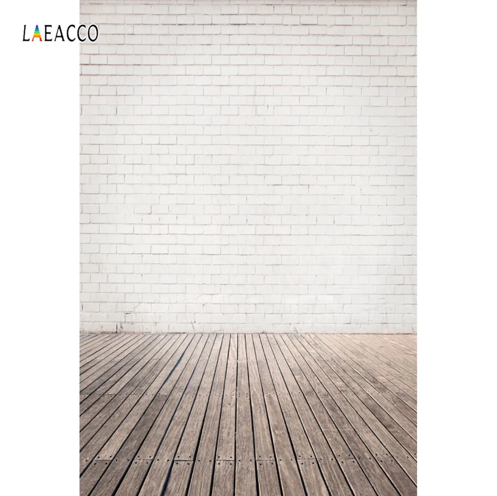 Виниловый фотостудия стена деревянный пол с серой стеной и кирпичами для