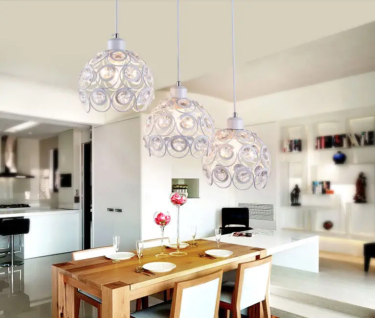 Современный Железный подвесной светильник хрустальная лампа для столовой