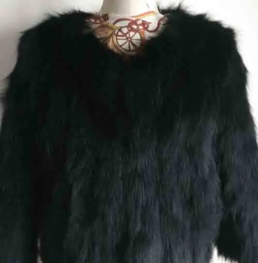 Black Новое модное натуральное пальто из меха енота на заказ большие размеры многоцветная модная куртка из меха енота KSR17 - Цвет: Black