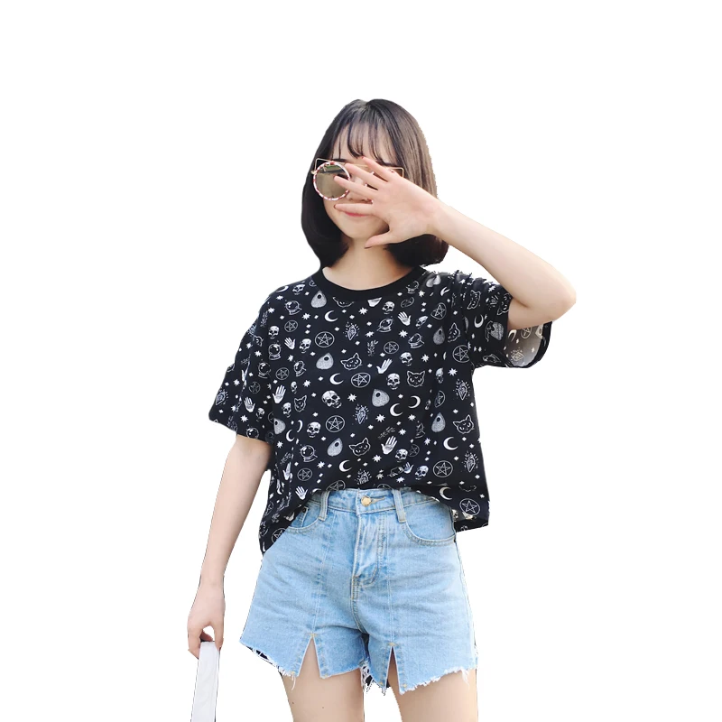 2018 Лето Harajuku свободная футболка с короткими рукавами Для женщин Топы Тонкий