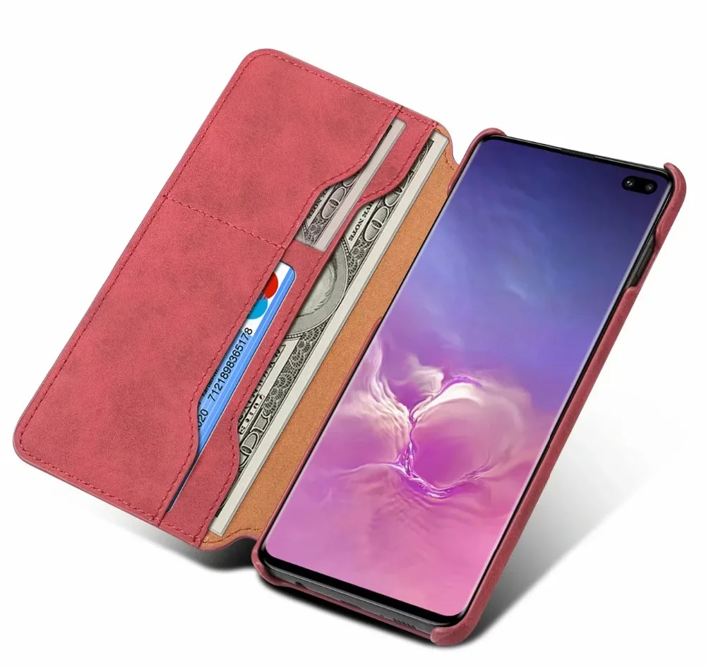 Ретро Кожаный чехол для iPhone X XS MAX XR 8 7 6 Plus кошелек карт Samsung S8 S9 S10 S10e Note Note9 флип