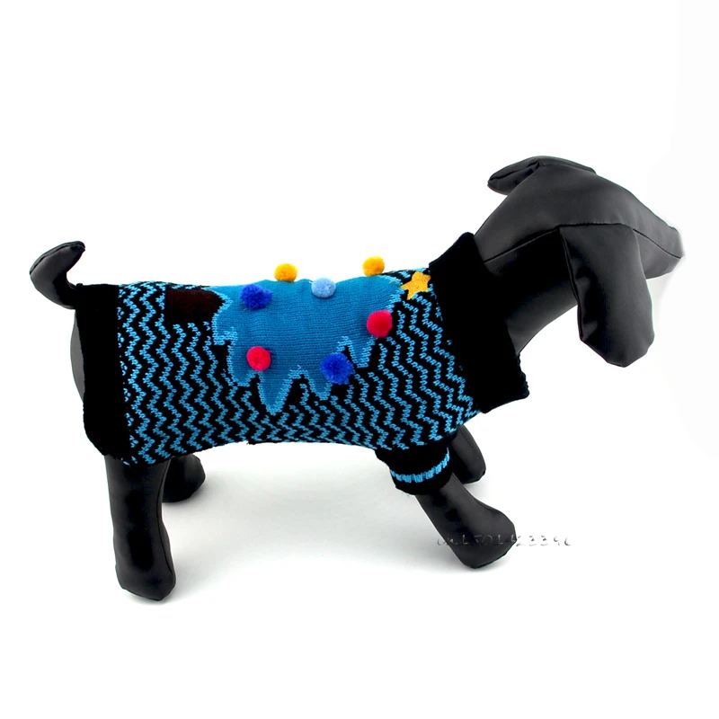 Christmas Tree Dog Sweater Winter Pet Knitting Coat Stripe Puppy Clothes For Small Dogs Cats Blue Pets Clothing DOGGYZSTYLE |