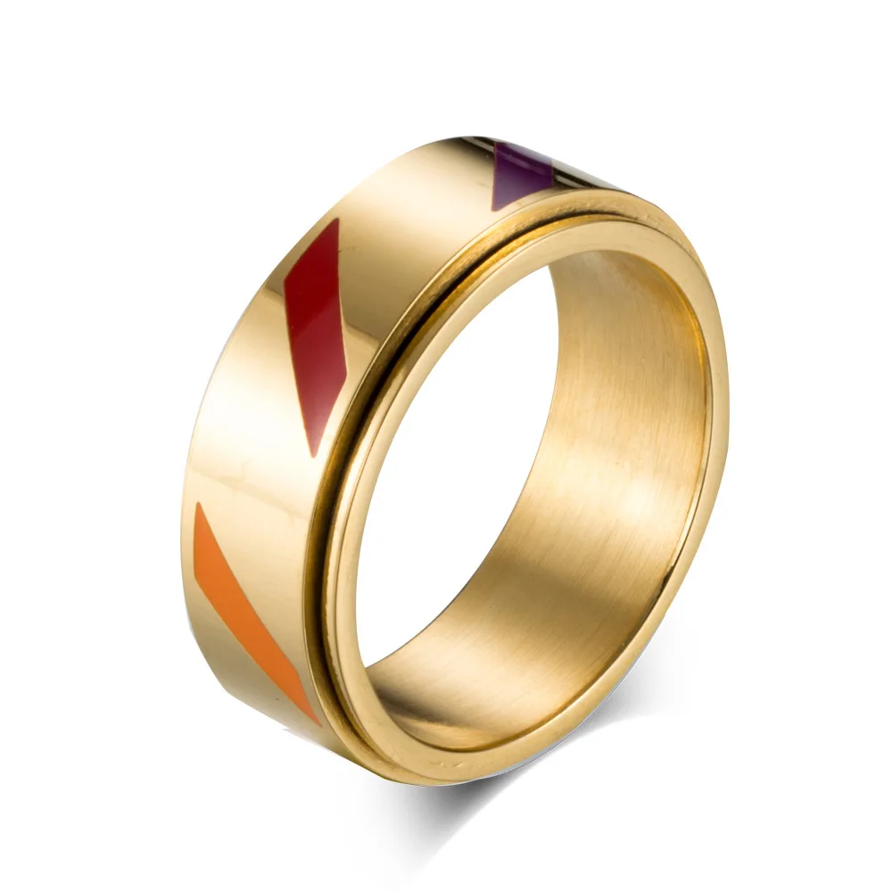 Кольцо из нержавеющей стали LGBT вращающееся кольцо с радугой для влюбленных пара