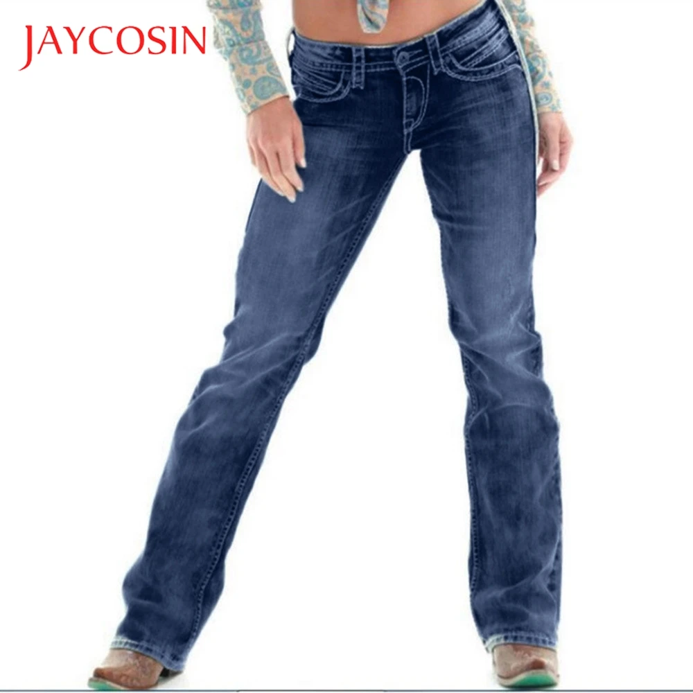 Женские джинсы JAYCOSIN Осенние эластичные повседневные укороченные с вышивкой