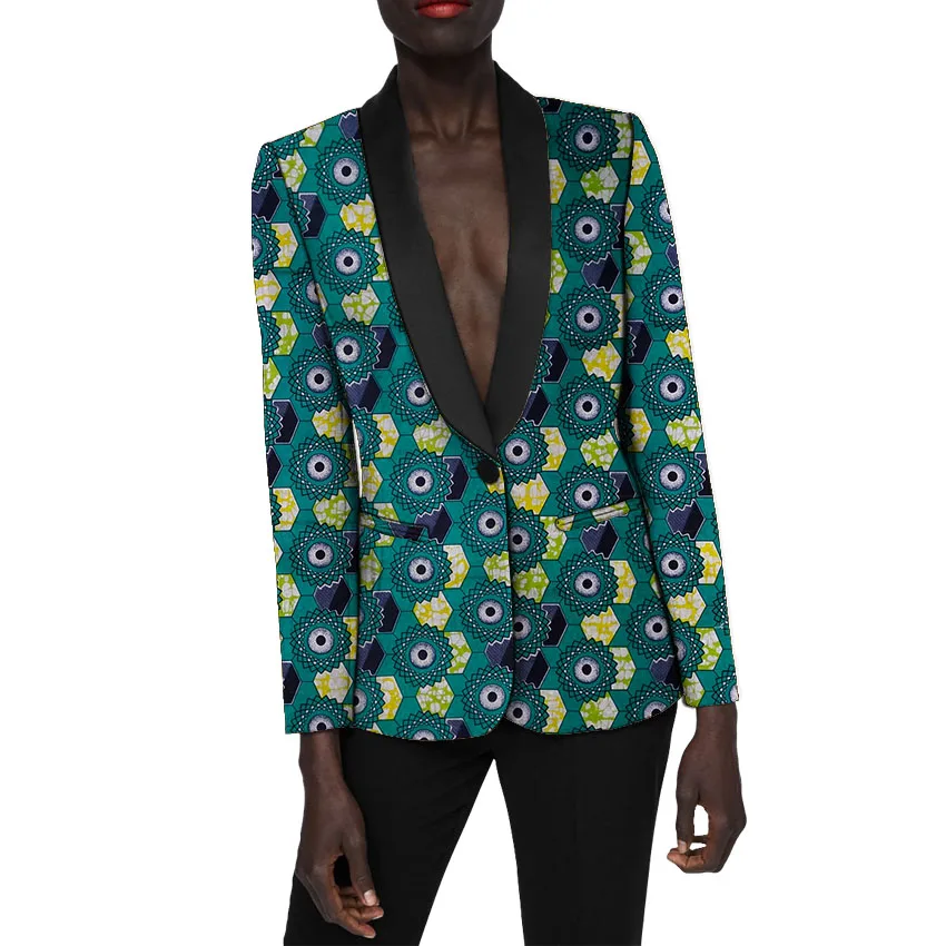 

2020 African fashion women blazers slim fit Shawl Collar casual jackets female event wear Ankara outfit for ladies
