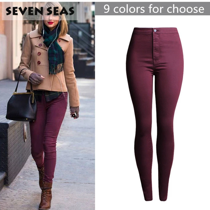 

95% Cotton Candy 8 Color Easy Elastic Slim Pencil High Waisted Jeans Women Stretch Ladies Skinny Jeans