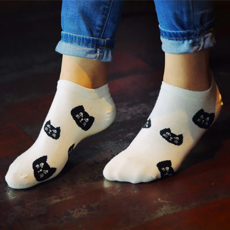 Kawaii Kitty CAT удобные женские носки из хлопка и бамбукового волокна невидимые